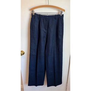 J. Crew Essential 100% linen wide leg pants, navy blue, size 4